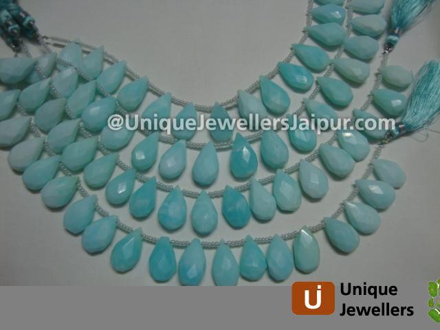 Blue Opel Faceted Pear Beads